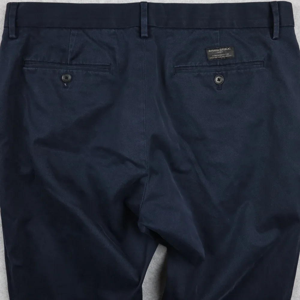 Banana Republic Pants Mens 36x34‎ Tapered Fit Khaki Stretch Flex Flat Front Blue